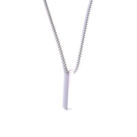 Owlland Necklaces Steel Rectangle Bar Pendant Necklace Men's Hip Hop Versatile Sweater Chain Accessory