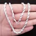 Koala bear Necklaces Unisex Fashion Silvery Plated 4mm Twisted Rope Chain Necklace, Copper Core, Hypoallergenic, Party Style Jewelry, for Christmas and Valentine'S Day Gift