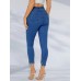 PRINCEGOOSE Jeans Chic Women's Stretch Skinny Jeans with Rhinestone-Embellished Raw Hem - Mid-Rise, Comfort Fit Denim in Light Blue, Blend, Allseason Jeans|Rhinestone Embellishments|Seamless Design, Plus Size Jeans L SIZE