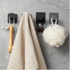 Eveagle Towel hooks of metal 5PCS Bath Towel Hooks Matte Black, Stainless Steel Robe Coat and Clothes Hook, Heavy Duty Wall Hook for Bathroom & Kitchen, Modern Square Style Wall Mounted (Black)