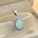 Loveasgard Necklaces Elegant Boho Chic Teardrop Opal Pendant Necklace - Sea Blue Zirconia, Perfect Birthday Gift for Her