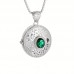 Loveasgard Lockets Vintage Style Silver-Plated Copper Locket Pendant Necklace with Synthetic Emerald, Elegant Fashion Jewelry for Women, All-Season Versatile Accessory for Daily Wear