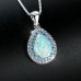 Loveasgard Necklaces Elegant Boho Chic Teardrop Opal Pendant Necklace - Sea Blue Zirconia, Perfect Birthday Gift for Her