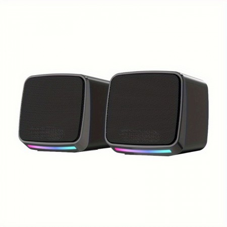 Pyramideer Wireless speakers Computer Speakers, Mini Speaker with Cool Lights and Stereo Sound 6W USB Powered 3.5 mm AUX-in Portable Speaker for Computer, Laptop, Notebook, Desktop (Black) 2pcs