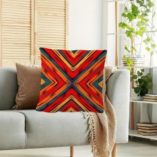 FANTASY FUTURE Cushions Vintage Mayan Rustic Seamless Stripes Throw Pillow , 45.72x45.72 cm, Double-Sided Print, Short Plush, Zipper Closure, Machine Washable, Woven Polyester, Decorative for Home, Office, 