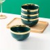 Technologybaby Bowls 4pcs Emerald Green Ceramic Rice Bowls with Golden Rim - Luxurious, High-End Tableware for Home & Commercial Use, Lead-Free, Ideal for Serving Nuts, Grains