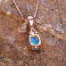 Avowaland Necklaces Elegant Oval Blue Opal Pendant Necklace With Four-Claw Setting, Rose Golden Chain, Sparkling Party Jewelry, Perfect For Banquets And Vacation Style