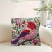 Roomountain Cushions Vintage-Inspired Purple Finch & Floral Throw , 45.72x45.72 cm, Soft Short Plush with Zip Closure - Machine Washable, Ideal for Bedroom, Office, Car, and Farmhouse Decor, Decorative