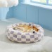 Aprilife Pet cushions Cozy Plaid Dog Bed - Round, Calming Pet Nest with Shaggy Jacquard & Non-Slip Bottom for Small to Large Dogs