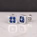 coral elf Ear studs A Pair Of Elegant And Simple Fashion Earrings For Ladies, Featuring A Square-shaped Synthetic Blue Gemstone Embedded With Zirconia, Suitable For Engagement, Banquets, Parties, Daily Wear, And Casual Accessories
