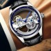 Jellycode Watches Men's Silvery Black Belt Classic Luminous Automatic Skeleton Mechanical Watch
