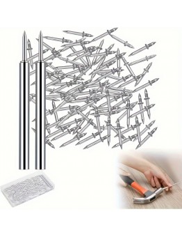 SUNDEER Metal nails 50pcs double head skirting seamless nails, double head nails, seamless nails, corner nails, skirting wall nails special hidden nails for wood veneer furniture sofa headboard safety screws with set tools