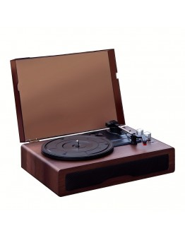 Petree Wireless speakers USB Rechargeable Wooden Record Player - Wireless Turntable with 3-Speed 33/45/78RPM, USB Type-C, Headphone Jack, AUX-IN, RCA Output Bar Subwoofer Music Player Wireless Home