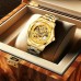 Museumoon Watches Elegant Men's Golden-Tone Automatic Mechanical Watch - Sleek Hollow Design, Stainless Steel Band, Business Casual Style