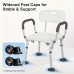 Snowcat Shower seats  Adjustable Shower Chair with Back Support & Padded Handles - 158.76 KG Capacity, Height-Adjustable, Non-Slip Feet, Easy Clean Plastic & Aluminum Alloy - Ideal for Seniors, Elderly, Disabled, Shower Seat