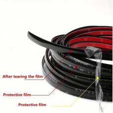 Jellywolf Automotive wheel seals 3m Black Car Rubber Seal Strips - Self-Adhesive, Chrome Finish, Heat & UV Resistant - Sleek Black Design|Uv Resistant Rubber, Sealant Waterproof