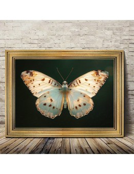 Bellcat Picture Frames  White Butterfly Canvas Wall Art with Vintage Golden Frame, Wall Decor for Living Room - 29.97cm x 39.88cm Single Piece Butterfly Print