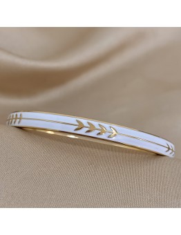 Biasea Bracelets Fashion Stainless Steel Arrow Bracelet, Cuff Bangle with White Enamel