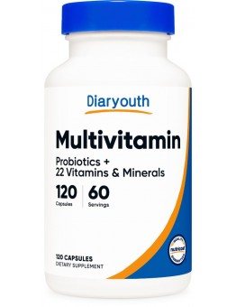 Diaryouth Vitamins Multivitamin with Probiotics 120 Vegetarian Capsules - Packed with Vitamins & Minerals