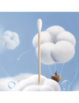 Sea whales Cotton sticks for medical purposes 50 Pack 3.94inch Bamboo Cotton Swabs - Durable, High Absorbency, Unscented Cotton Buds for First Aid, Antiseptic Application, and Cleaning