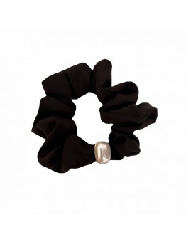 Thewe Minimalist sense of black large intestinal ring hair band imitation pearl headband high elasticity tie ponytail leather band temperament hair rope female hair accessories hair band 2pcs