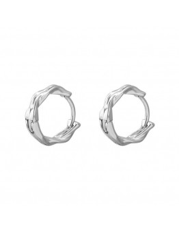 Timelf Earrings female niche design personalized irregular plain hoop earrings earrings with buckle 2pcs