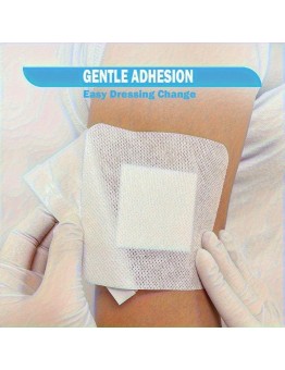 Young glaciers Medical plasters 50-Pack Self-Adhesive Bandage Patches - Breathable Non-woven Gauze Dressings with Flexible Transparent Borders, Skin-Friendly, Easy-to-Change, Suitable for All