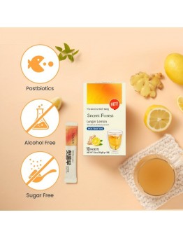 Secret Forest Dietetic beverages adapted for medical purposesDeliciously Revitalizing Lemon Ginger Hot Kombucha Tea, 1.76oz Each, Fermented Probiotic Drink for Gut Health and Immune System Support