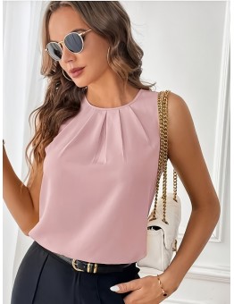 Yesrose Elegant Vests Sleeveless Tank Top for Women - Crew Neck, Solid Color, Polyester Blend, Machine Washable - Perfect for Spring & Summer M
