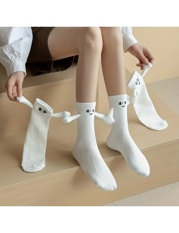 Airhare Pairs Unisex Adorable Holding Hands Crew Socks, Comfy Breathable Casual Thermal Socks, Winter & Autumn