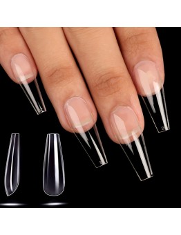Camelliadiary Artificial fingernails Long Press-On Nails Clear Full Cover Artificial False Nails 100pcs