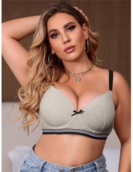 White tree Women's Plus Sports Bra, Plus Size Bow Decor Molded Cup Push Up Soft Underwire Bra XL