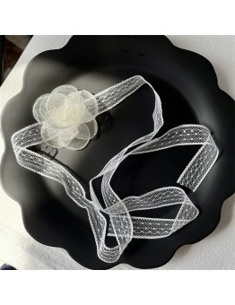 Pink Tiger Small Flower Fluttering Hair Ribbon Hairband Women Tie Hair Summer White Rose Braided Hair Ribbon Vintage Hair Tie Hair Tie Hair Ribbon