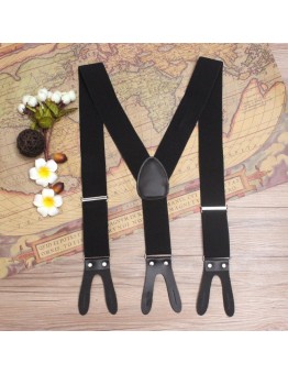 Pretty sea Men's Wider Straps Buttoned Suspenders Suit Pants Straps Clip Buttoned Adult Straps