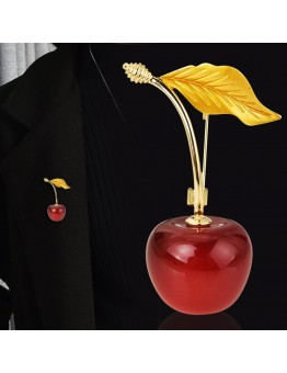 Wind Leaves Red cherry brooch female fruit cherry corsage fashion light luxury sweet personality pin suit gift accessories brooch