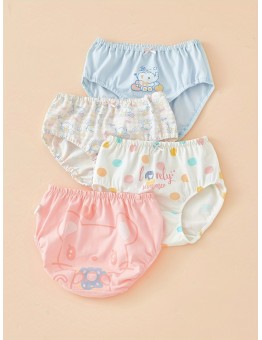 Miraclenjoy Baby diapers 4pcs Pure Baby Diapers 95% Medium Elastic Cute Cartoon Print Triangle Pants Suitable for Children Over 3 Years 
