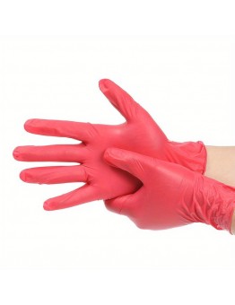 Arctic garden Medical gloves Red Nitrile Gloves Disposable Waterproof Nitrile Gloves Food Processing Household Cleaning Tattoo Hairdressing Tools 30pcs