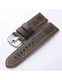 Timenote Handmade brown soft men's genuine leather strap 22mm wear-resistant high-grade head-layer cowhide bracelet