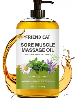 Friend cat Massage oil Sore Muscle Massage Oil – 100% Pure & Natural - Massage Therapy for Muscles & Joints – Body Oil Infused with Arnica Extract, Lavender Oil