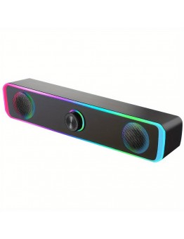 Rabbitiger Wireless speakers Computer Speakers - USB Powered Wired Stereo Sound Bar, Dual Speaker 2. 0 Channel, Non-Water Resistant Desktop Speakers for PC, Laptop with LED Lights, Wall/Tabletop Mountable