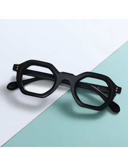 Colorearth Eyeglasses Chic Hexagonal Acetate Fashion Glasses for Men & Women - Full Rim, Versatile Fashion Eyewear, Patris, Black Glasses