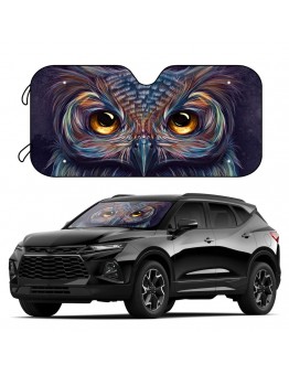 Okday Automotive windshield shade screens 1pc Owl Eyes Car Sun Shade For Front Windshield Sunshades With 4 Free Suction Cups Foldable Protector Blocks Uv Rays Sun Visor Keep Your Vehicle Cool