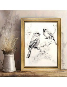 Roomagic Picture Frames Elegant Vintage-Inspired Golden Frame Canvas Art Print, Animal-Themed Wall Decor for Living Room, 29.97cm x 39.88cm Framed Drawing