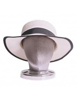 Jellyhare Hat stands Freestanding 25cm Canvas Block Head, Stable Wig Display Stand, Gray Velvet Base, for Headwear and Hat Showcasing