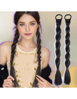 Roompyramid Braids Style Women'S Synthetic Braided Ponytail Extension, Twisted Hairpiece for Braid, Low and High Ponytails, Daily Wear Hair Accessory Set 2pcs