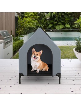 Enjoycity Dog kennels Weatherproof Dog House, Durable Synthetic Fiber Pet Kennel, Puppy Crate for Outdoor Use, Grey - 90x64.5x85.5CM