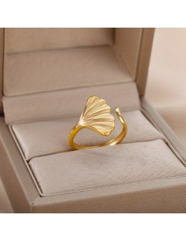 Besthing Jewelry rings Aesthetics Steel Adjustable Open Finger Ring - Vintage Ginkgo Leaf Ring for Women - Jacquard Gifts Party Jewelry