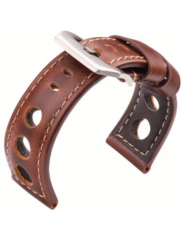 Chicstar Watch straps Cowhide Genuine Faux Leather Watch Strap Oil Wax Fashion Band with Pin Buckle Durable Replacement Strap Accessory