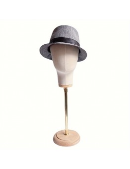 Aospenice Hat stands Unisex-Adult Adjustable Linen Wig Display Mannequin Head with Wooden Base and Metal Stand for Hats and Hairpieces