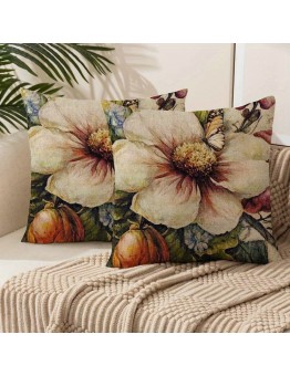 Arrow king Cushions Floral Butterfly Design Double-Sided Short Plush Pillows, Contemporary Style, Polyester Cushion , Machine Washable, Zipper Closure, for Sofa, Living Room, Outdoor Decor 2pcs